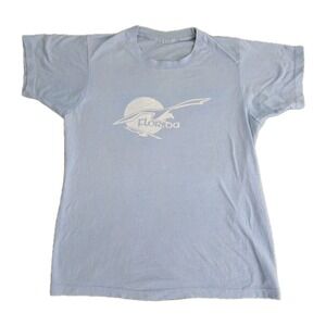 Vintage 80s Florida T-Shirt Size M Surf Beach Fishing Single Stitch Blue